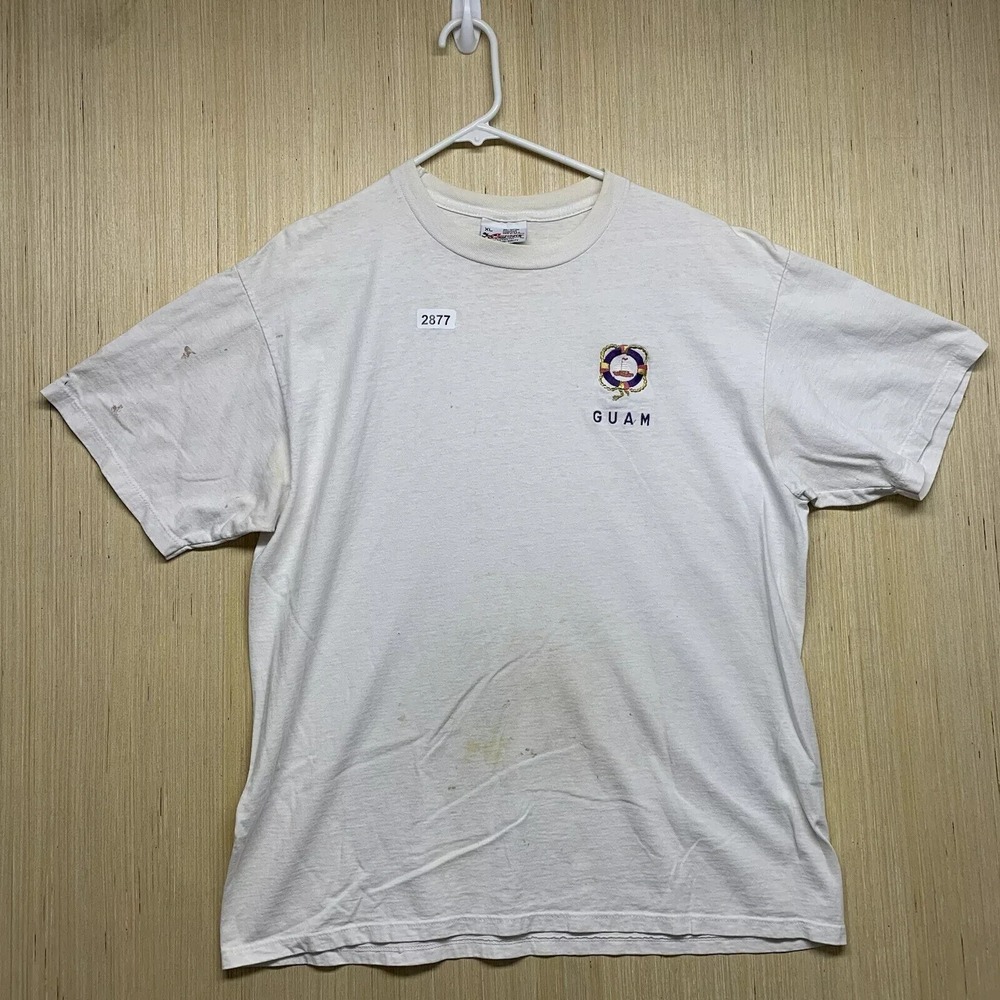 Vintage Guam Shirt Adult Extra Large White Short Sleeve Men's Pullover 90s